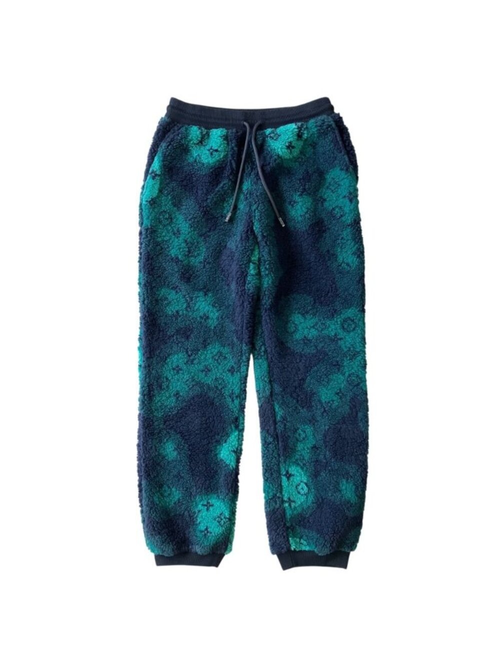 Louis Vuitton Monogram Jacquard Camouflage Fleece Pants Navy Green XL